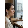 Mey İthalat® Lotus Model Gümüş Renk Zirkon Taşlı Kadın Küpe