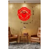 Mey İthalat® Manchester United Logolu Ahşap Duvar Saati - 40x40 cm Taraftar Hediyesi