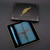 Mey İthalat® Metal Kalem ve Mavi Deri Defter