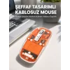 Mey İthalat® Mouse Fare Kablosuz Mouse Fare Şarjlı Bluetooth Sessiz 5 Tuşlu Şeffaf