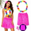 Mey İthalat® Neon Pembe Hawaii Etek 40 cm ve Rengarenk Hawaii Kolye