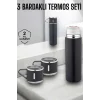 Mey İthalat® Paslanmaz Çelik 3’lü Termos Seti Vakumlu ve 8 Saat Isı Koruma