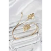 Mey İthalat® Pazu Bileklik Gold Renk Pirinç Yaprak Model