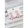 Mey İthalat® Pembe Kristal Çiçek Küpe
