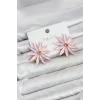 Mey İthalat® Pembe Kristal Taşlı Lotus Model Kadın Küpe