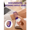 Mey İthalat® Pembe Mor ve Metal Kordonlu Akıllı Saat Hediye Seti