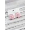 Mey İthalat® Pembe Renk Kristal Taşlı Çiçek Model Kadın Küpe