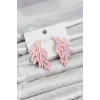 Mey İthalat® Pembe Renk Kristal Taşlı Kanat Küpe