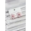 Mey İthalat® Pembe Renk Kristal Taşlı Lotus Çiçek Model Kadın Küpe