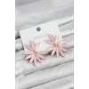 Mey İthalat® Pembe Renk Kristal Taşlı Lotus Model Kadın Küpe