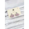 Mey İthalat® Pembe Zirkon Taşlı Gümüş Swan Kuğu Model Kadın Küpe