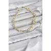 Mey İthalat® Pirinç Gold Renk Zirkon Taşlı Çiçek Model Kadın Bileklik