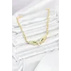 Mey İthalat® Pirinç Gold Renk Zirkon Taşlı Serenay Kolye