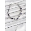 Mey İthalat® Pirinç Gümüş Renk Mor Zirkon Taşlı Çiçek Model Kadın Bileklik