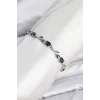 Mey İthalat® Pirinç Gümüş Renk Mor Zirkon Taşlı Çiçek Model Kadın Bileklik