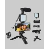 Mey İthalat® Profesyonel Vlog Çekim Kiti LED Işıklı Tripod Mikrofonlu Telefon Seti