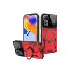 Mey İthalat®  Realme 11 Pro Plus Joy Lens Standlı Kapak - Kırmızı