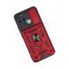 Mey İthalat®  Realme C25Y Kılıf Pars Lens Yüzüklü Silikon - Kırmızı