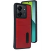 Mey İthalat®   Redmi 13C Kılıf Sara Kartvizitli Deri Kılıf - Kırmızı