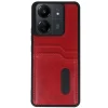 Mey İthalat®   Redmi 13C Kılıf Sara Kartvizitli Deri Kılıf - Kırmızı