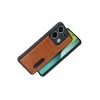 Mey İthalat®   Redmi 15C 4G Sara Kartvizitli Deri Kılıf - Taba