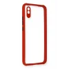 Mey İthalat®   Redmi 9A Kılıf Miami Şeffaf Silikon - Kırmızı