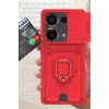 Mey İthalat®   Redmi Note 13 Pro 4G Kılıf Zuma Kartvizitli Yüzüklü Silikon - Kırmızı