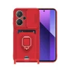 Mey İthalat®   Redmi Note 13 Pro Plus Kılıf Zuma Kartvizitli Yüzüklü Silikon - Kırmızı