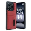 Mey İthalat®   Redmi Note 14 4G Kılıf Sara Kartvizitli Deri Kılıf - Kırmızı