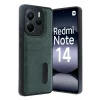 Mey İthalat®   Redmi Note 14 4G Kılıf Sara Kartvizitli Deri Kılıf - Koyu Yeşil