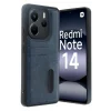 Mey İthalat®   Redmi Note 14 4G Kılıf Sara Kartvizitli Deri Kılıf - Lacivert