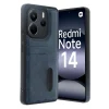 Mey İthalat®   Redmi Note 14 4G Kılıf Sara Kartvizitli Deri Kılıf - Lacivert