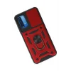 Mey İthalat®   Redmi Note 9 4G Kılıf Pars Lens Yüzüklü Silikon - Kırmızı