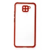 Mey İthalat®   Redmi Note 9 Kılıf Miami Şeffaf Silikon - Kırmızı