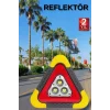 Mey İthalat® Reflektör Güneş Panelli Solarlı Şarjlı Üçgen Işıklı Trafik Reflektör Fener