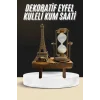Mey İthalat® Retro Eyfel Kulesi Ve Kum Saati Dekoratif Ahşap Görünümlü Masa Biblosu