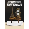 Mey İthalat® Retro Eyfel Kulesi Ve Kum Saati Dekoratif Ahşap Görünümlü Masa Biblosu
