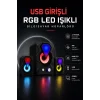 Mey İthalat® RGB LED AYDINLATMALI USB BİLGİSAYAR OYUN HOPARLÖRÜ