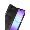 Mey İthalat®  Samsung Galaxy A07 4G Sara Kartvizitli Deri Kılıf - Siyah