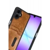Mey İthalat®  Samsung Galaxy A07 4G Sara Kartvizitli Deri Kılıf - Taba