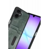 Mey İthalat®  Samsung Galaxy A07 4G Sara Kartvizitli Deri Kılıf - Yeşil