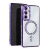 Mey İthalat®  Samsung Galaxy A25 5G Joke Simli Magneticsafe Kılıf - Derin Mor