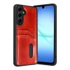 Mey İthalat®  Samsung Galaxy A37 5G Sara Kartvizitli Deri Kılıf - Kırmızı