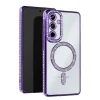 Mey İthalat®  Samsung Galaxy A55 5G Joke Simli Magneticsafe Kılıf - Derin Mor