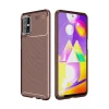 Mey İthalat®  Samsung Galaxy M31S Kılıf Auto Focus Karbon Kapak - Kahverengi