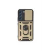Mey İthalat®  Samsung Galaxy S23 FE Kılıf Pars Lens Yüzüklü Silikon - Gold