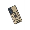 Mey İthalat®  Samsung Galaxy S23 Kılıf Pars Lens Yüzüklü Silikon - Gold