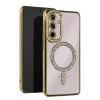 Mey İthalat®  Samsung Galaxy S25 FE Joke Simli Magneticsafe Kılıf - Gold