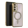 Mey İthalat®  Samsung Galaxy S25 FE Joke Simli Magneticsafe Kılıf - Gold
