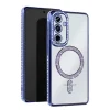 Mey İthalat®  Samsung Galaxy S25 FE Joke Simli Magneticsafe Kılıf - Mavi